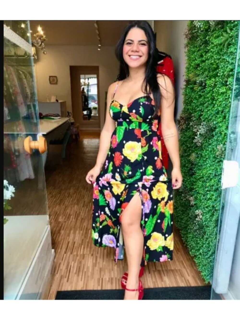Farm Rio Floriculture Print Midi Corset Dress  Black Multicolor Floral Print XS